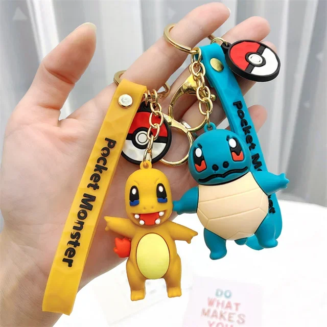 Cartoon Silicone Cute Anime Figure Souvenir 3d Character Pvc Rubber Pokemoned Pikachued Keychain Car Keychain Bag Pendant
