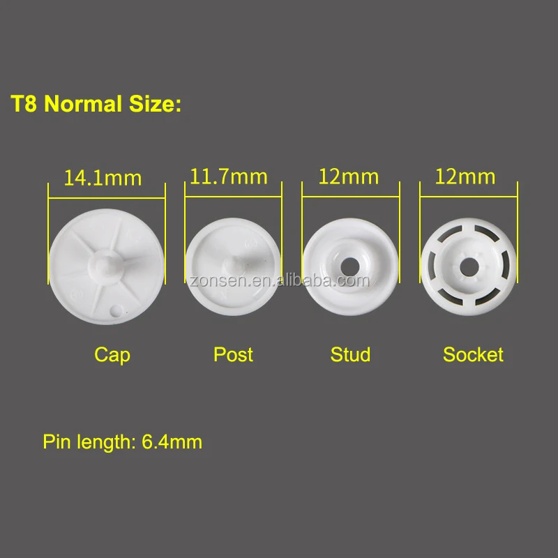 14.1mm KAM Round Matt White or Black Snap Fasteners T8 Plastic Snaps Press Button for Baby Clothes