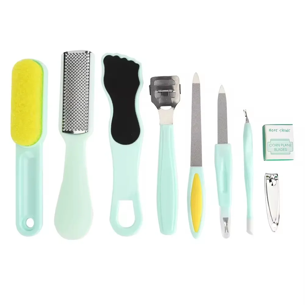 Multifunction Professional 9pcs Light Orange Manicure Pedicure Set Nail Care