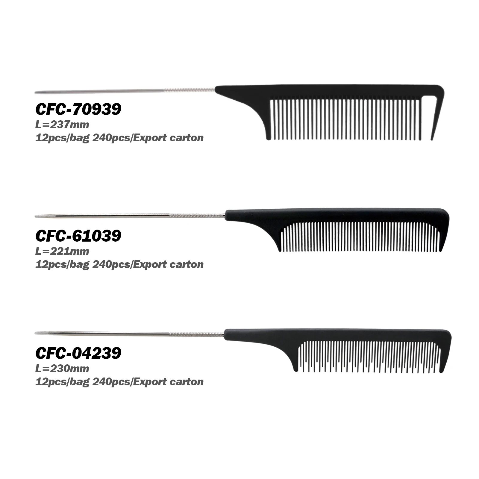 Professional Anti-static Black Carbon Fiber Comb For Parting Hair