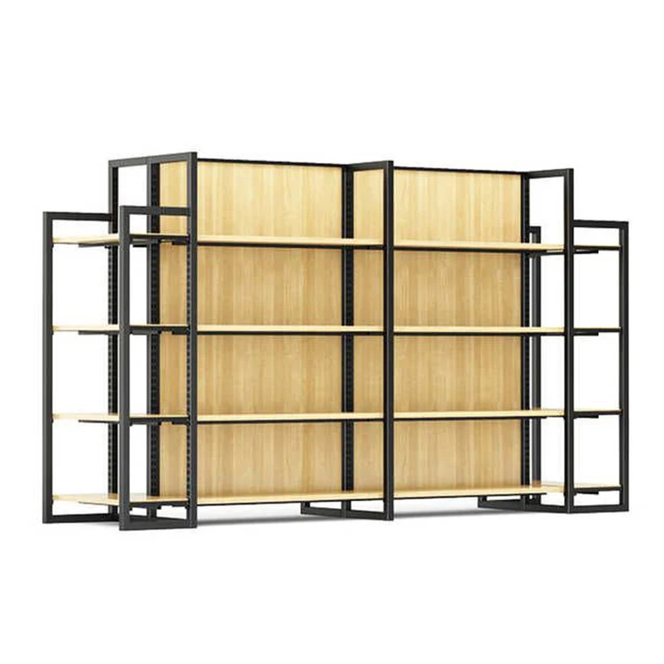 Customized Gondola Shelving Wooden Display Shop Shelves Supermarket Shelves