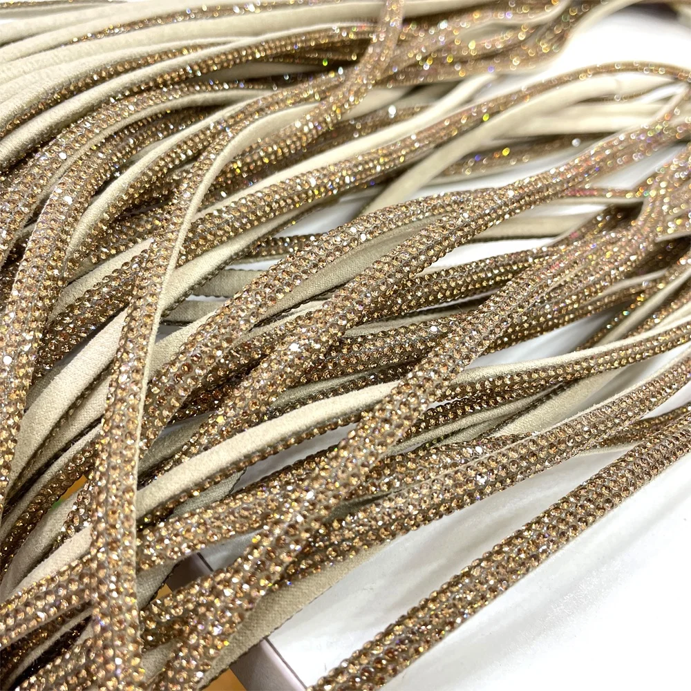 tr096 luxury crystal stripe sandals decoration rhinestone tube rope for shoes