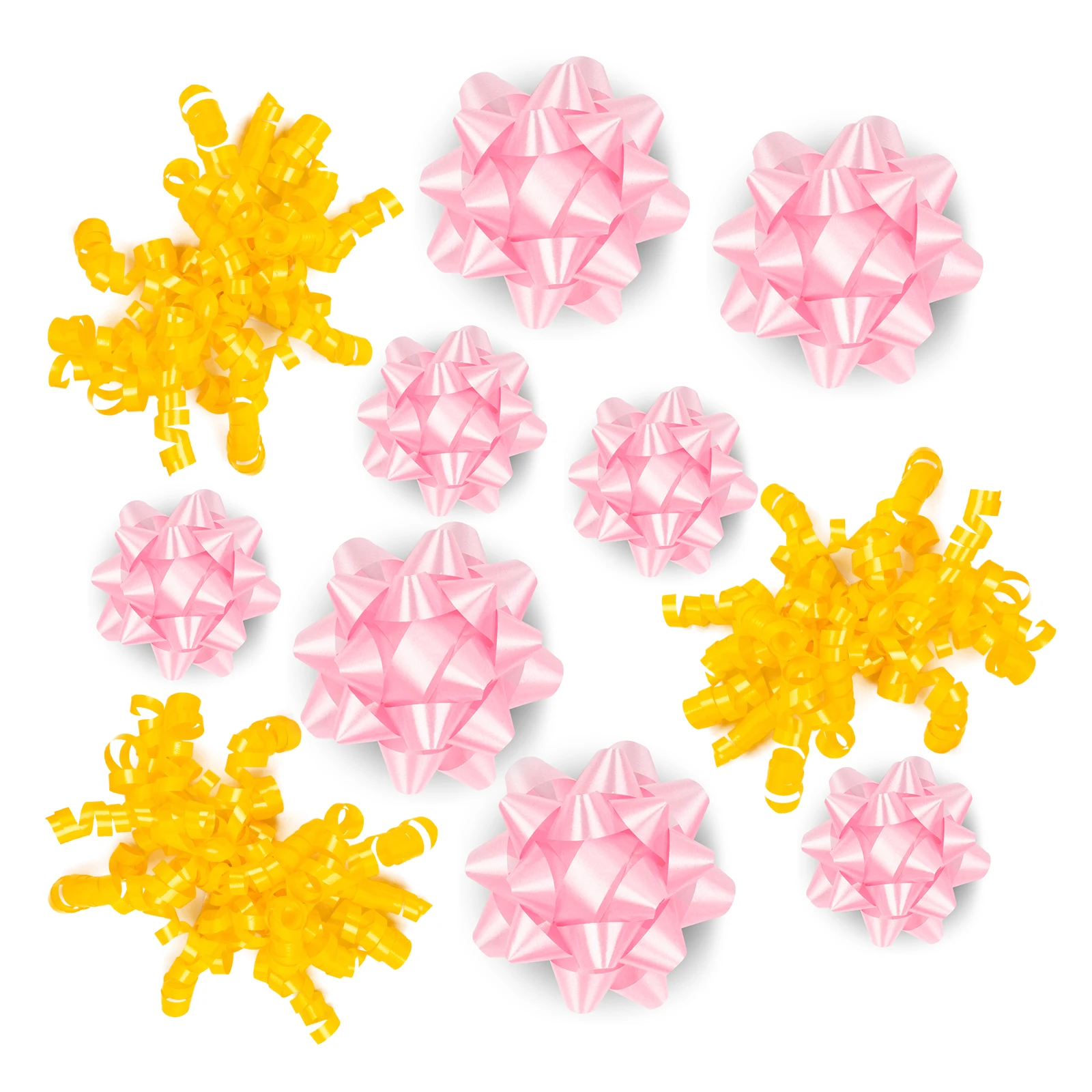 self-adhesive pp Curly Ribbon for holiday gift decoration Curling Ribbon Bow  and Colorful star Bow free collocation