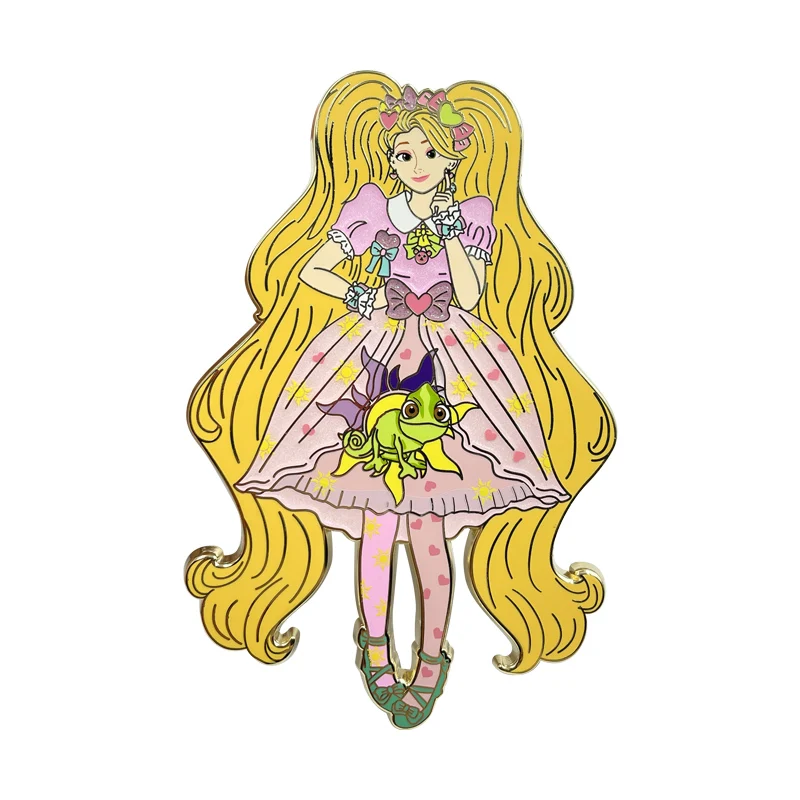 Kunshan factory price custom made high quality lovely kawaii princess badge pin print smooth pearl