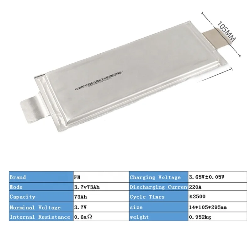 Farasis High Capacity 3.7V 73ah 76ah Polymer Lithium Ion Pouch Cell Solar Energy Storage Systems Electric Bicycles/Scooters