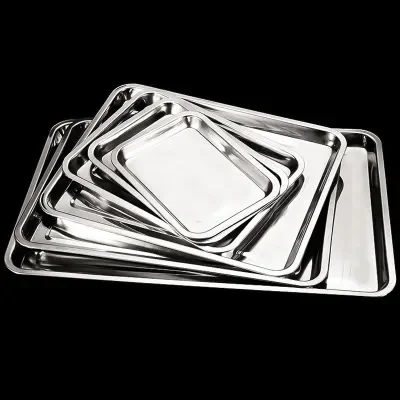 Wholesale 0.8mm Thickness Stainless steel 2cm depth Stainless Steel square Tray meat tray serving tray