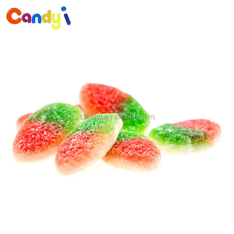Custom strawberry shaped yummy gummy candy with sugar coated