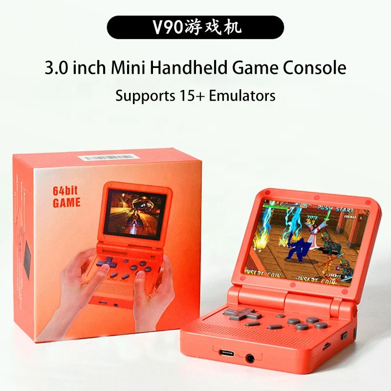 Игровая консоль V90 портативная игровая с 16 имитаторами ГБ 64 два режима работы для PS1 GBA