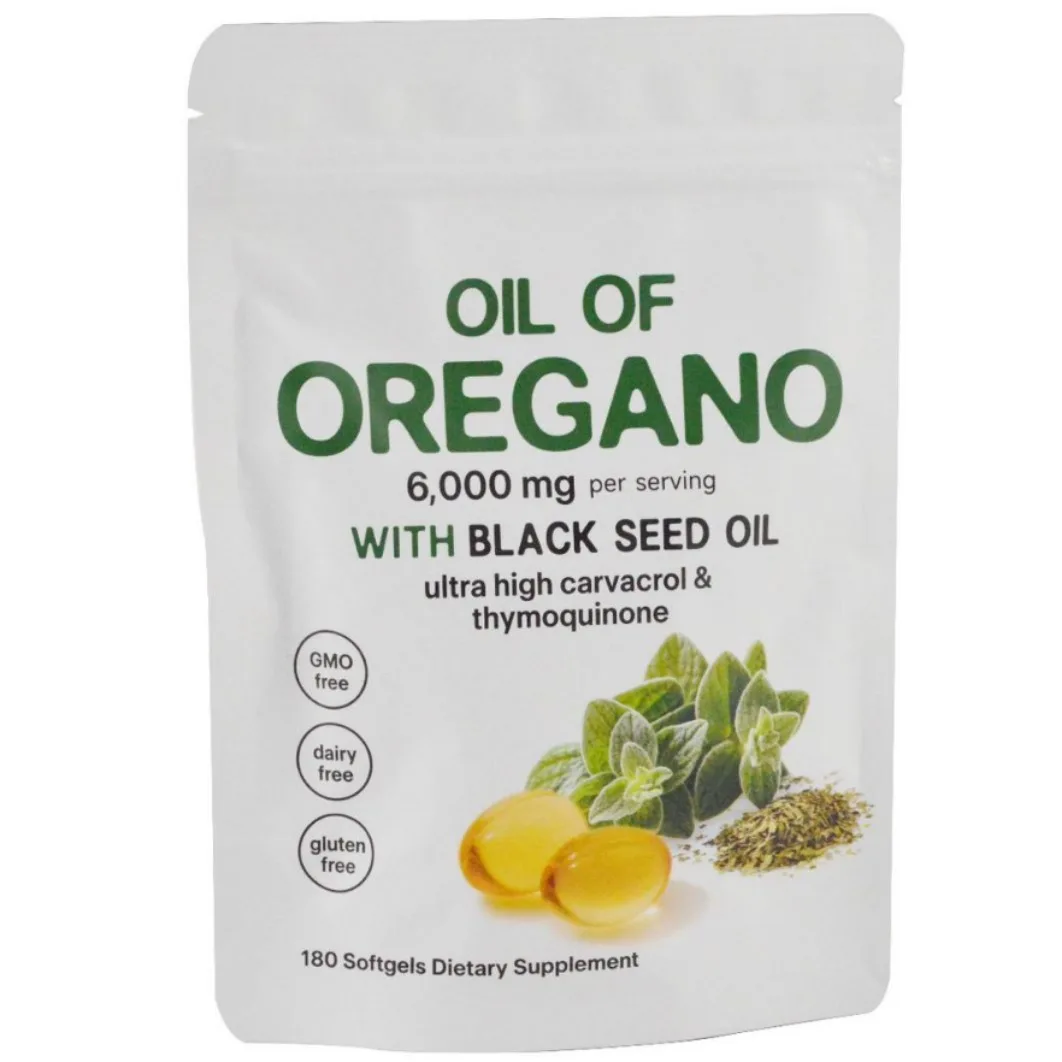 Private Label supplement pure  Oregano Oil Soft Capsules  with black seed oil capsules 180 capsules per bag