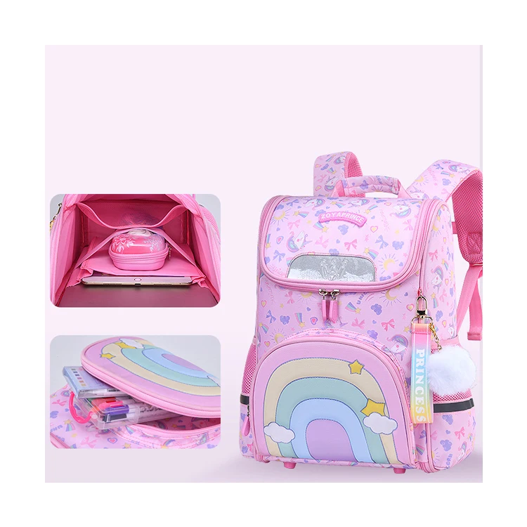 New kids Back to School Book Bags Foldable Cute rainbow unicorn cartoon for Primary Students