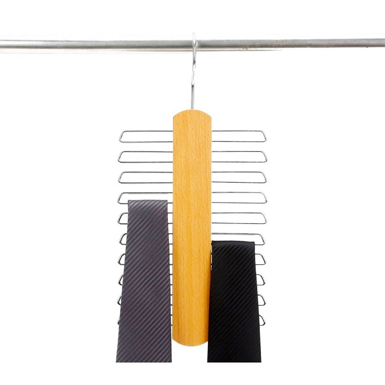High Quality Hot Selling Tie Hanger Multi-Hook Men Belt Scarf Hanger Wooden Tie Rack
