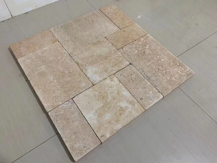 Cheap price Outdoor Natural Stone Beige tumbled garden Non-Slip  limestone paving stone