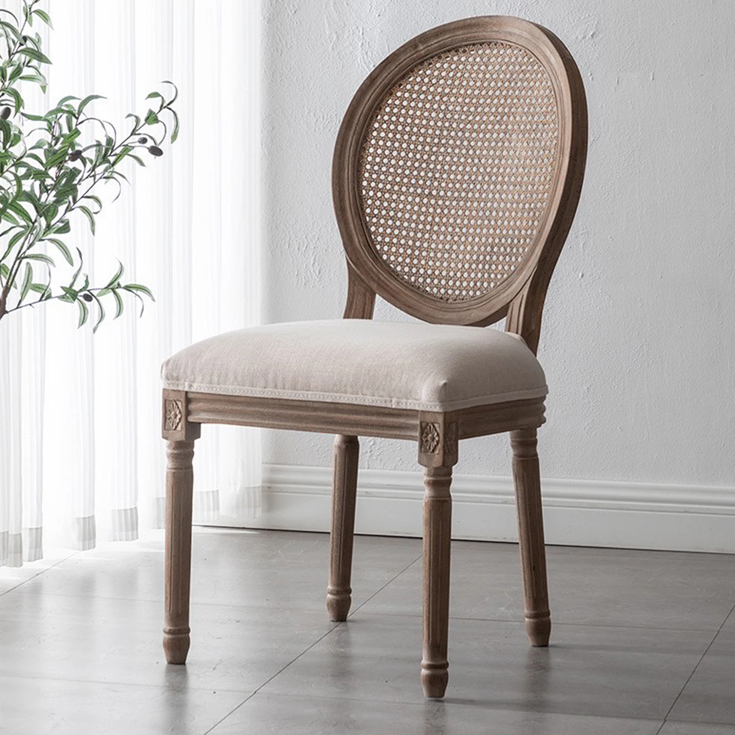 GSD Outdoors Bistro Chairs Patio French Country Farmhouse Wood Round Back Dining Chair for Dining and Living Room Premium Chair