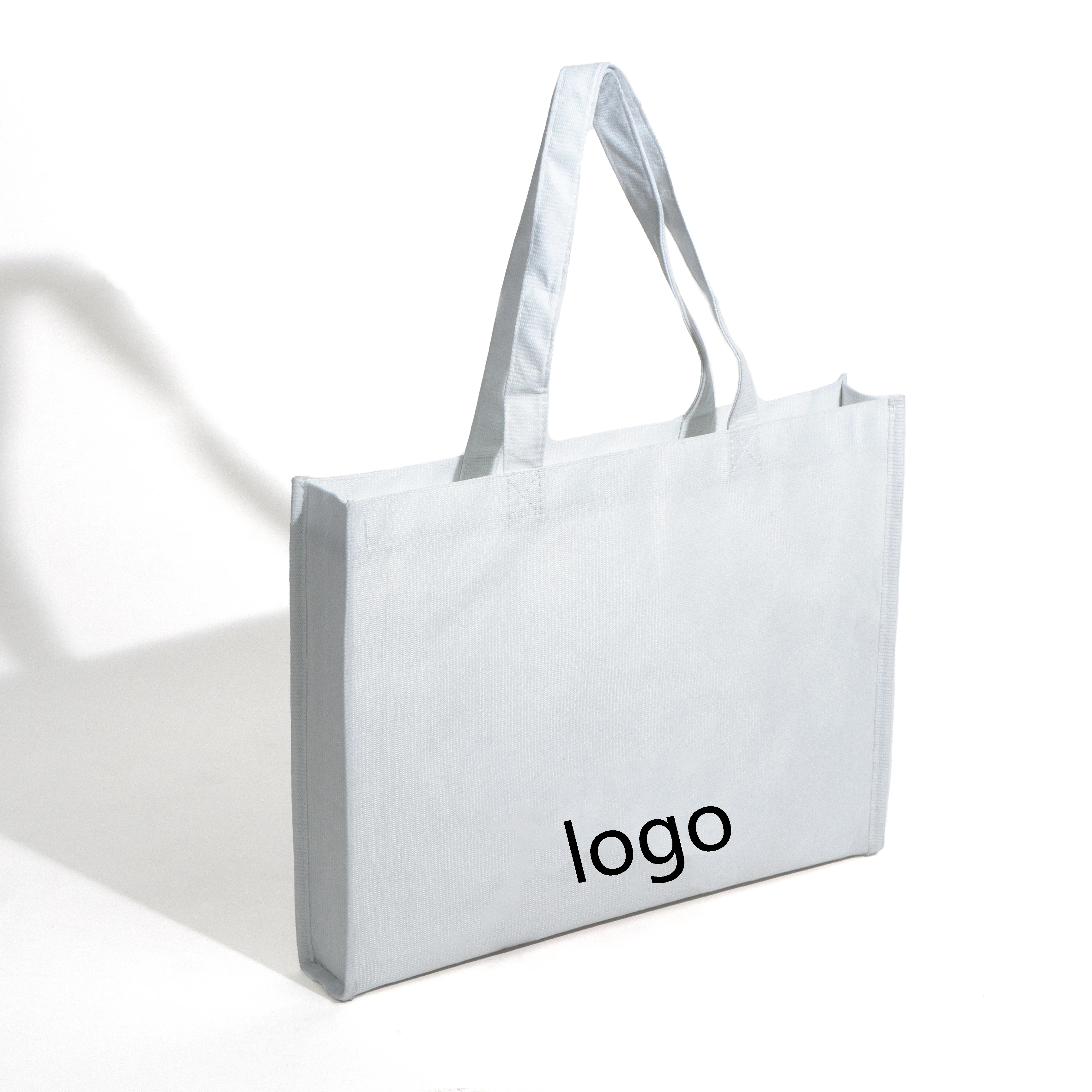 Free Stock Sample Eco Friendly Reusable RPET Stitch Bonded Fabric Bag Large Recycle Rpet Laminated Pp Non Woven Bag for Shopping