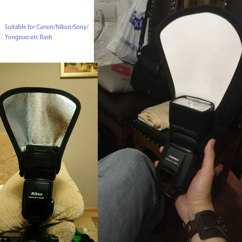 Photography Accessories 2 in 1 Silver White Light Reflector Flash Diffuser For Canon/Nikon/Sony/Yongnuo/Minolta/Pentax