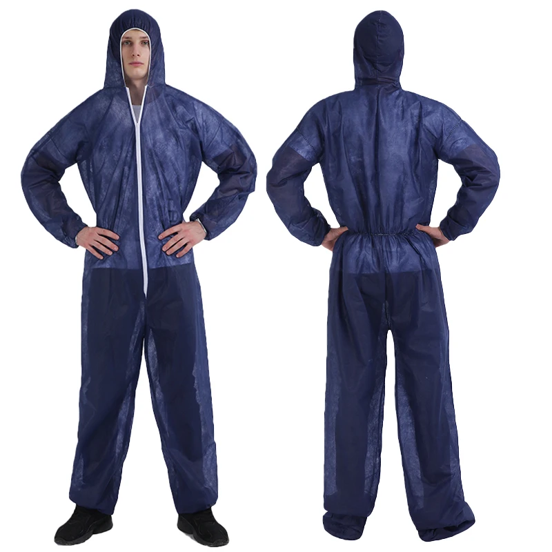 40g Work Wear Personal Protective Equipment Dustproof PP Non Woven Disposable Coverall