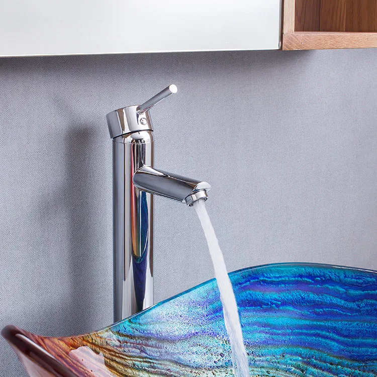 LONGSTAR Artistic Tempered Glass Water Droplet Countertop Basin