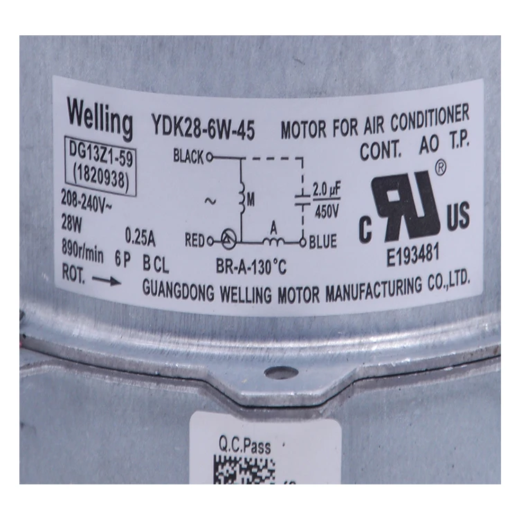 Welling YDK-28-6W-45 shaded pole fan motors air condition conditioner condenser fan dc motor for LG G E Sam sung equipment
