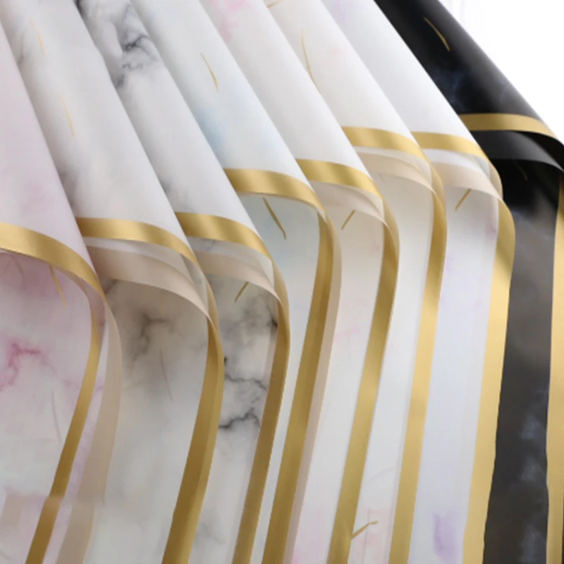 Marble Color Golden Edge Wrapping Paper Matte Black Matte Wrapping Paper For Packaging