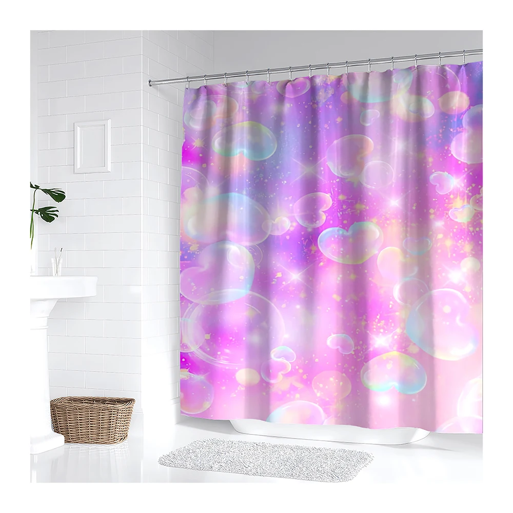 Colorful Marble Shower Curtains for Bathroom with 12 Hooks Watercolor Digital Paint Blue Purple Texture Shower Curtain