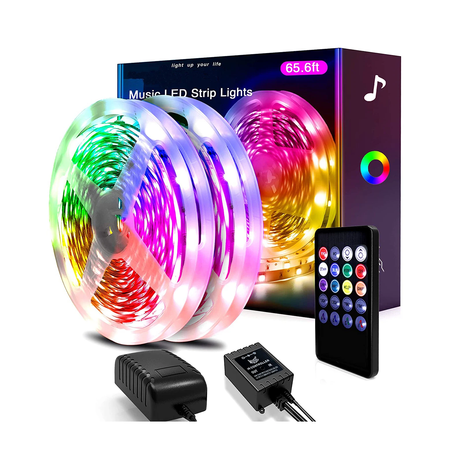 12v 65.6ft 20 М 5050 RGB синхронизация музыки Встроенный микрофон дома клуб бар Декор Смарт СИД полосные осветители с клавишами дистанционного управления