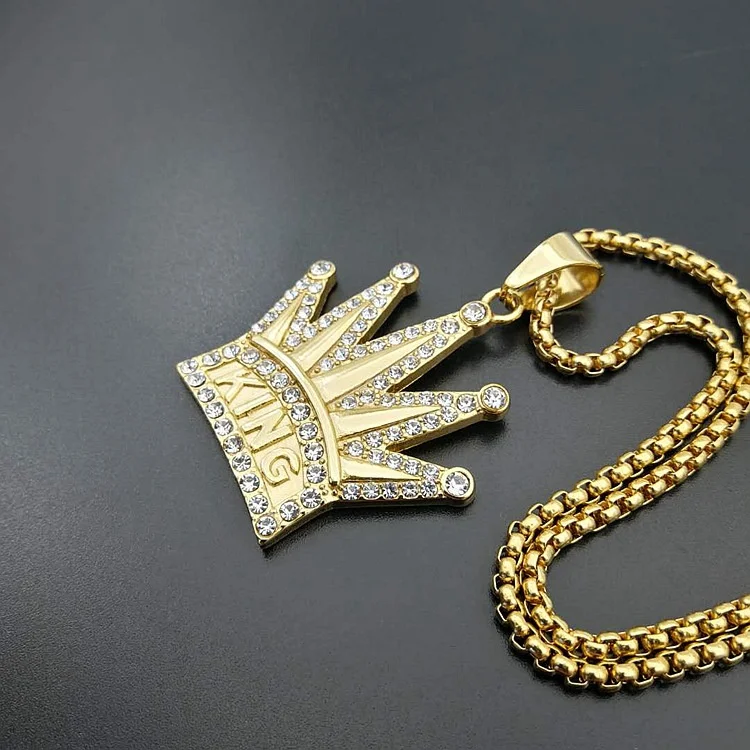 Невыцветающее ювелирное изделие с покрытием из поливинилхлорида 18K кулон короны нержавеющей стали индивидуальное ожерелье бриллиантами для мужчин