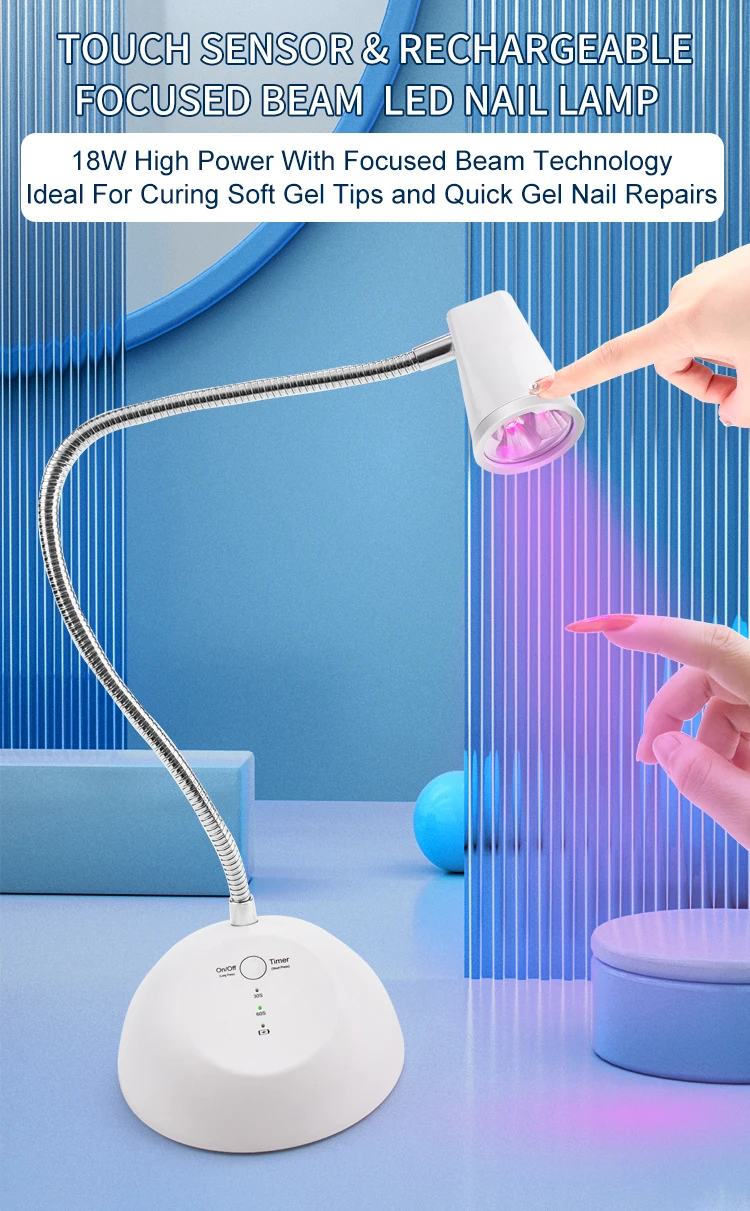 New Sensor Touch UV Led Mini Nail Lamp Sensor & Rechargeable Cordless 18W Focused Beam Polish Dryer Portable and Desktop