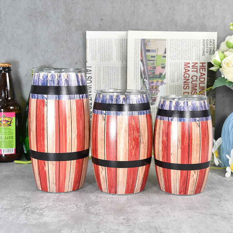 AGH Hot Selling Custom logo Stainless Steel Beer Barrel Cup with Lid and Straw Drinkware Souvenir Tumbler Bar Accessories Mugs