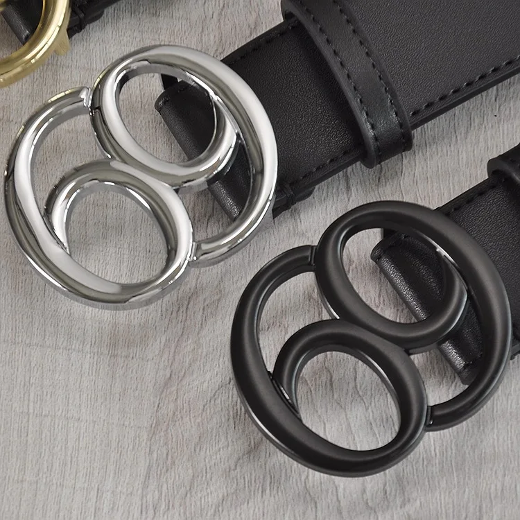 Designer 69-Number G Cow Hide Leather Cowboy Belt with Alloy Buckle Youth Trend Fashion Jeans Accessory