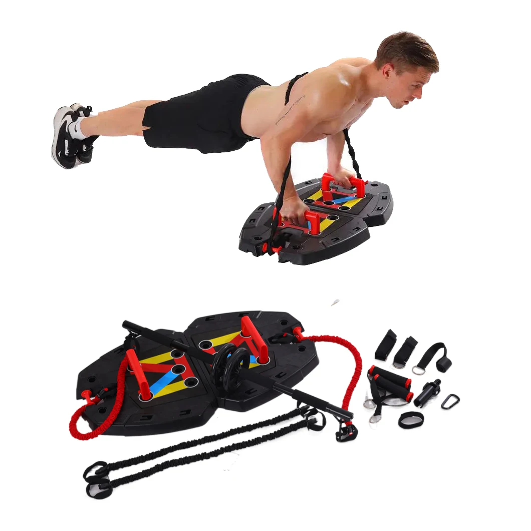 Portable Home Gym Equipment 12 Accessories Heavy Elastic Resistance Ba Ab Wheel Push-up Handle Pilates Bar-Build Muscle