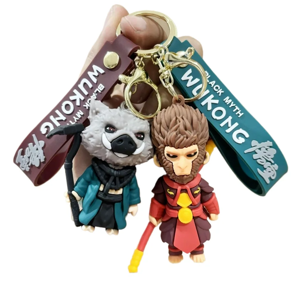 Lawingift Cheap 3D Silicone Wukong Keychain Gift Accessories Black Myth Wukong Pendant Rubber Charm Monkey King Key Rings Chains