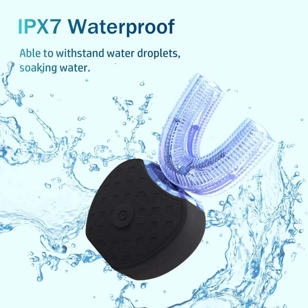 Smart waterproof ipx7 wireless adult ushaped rechargeable toothbrush 360 degrees sonic u shaped electric toothbrush