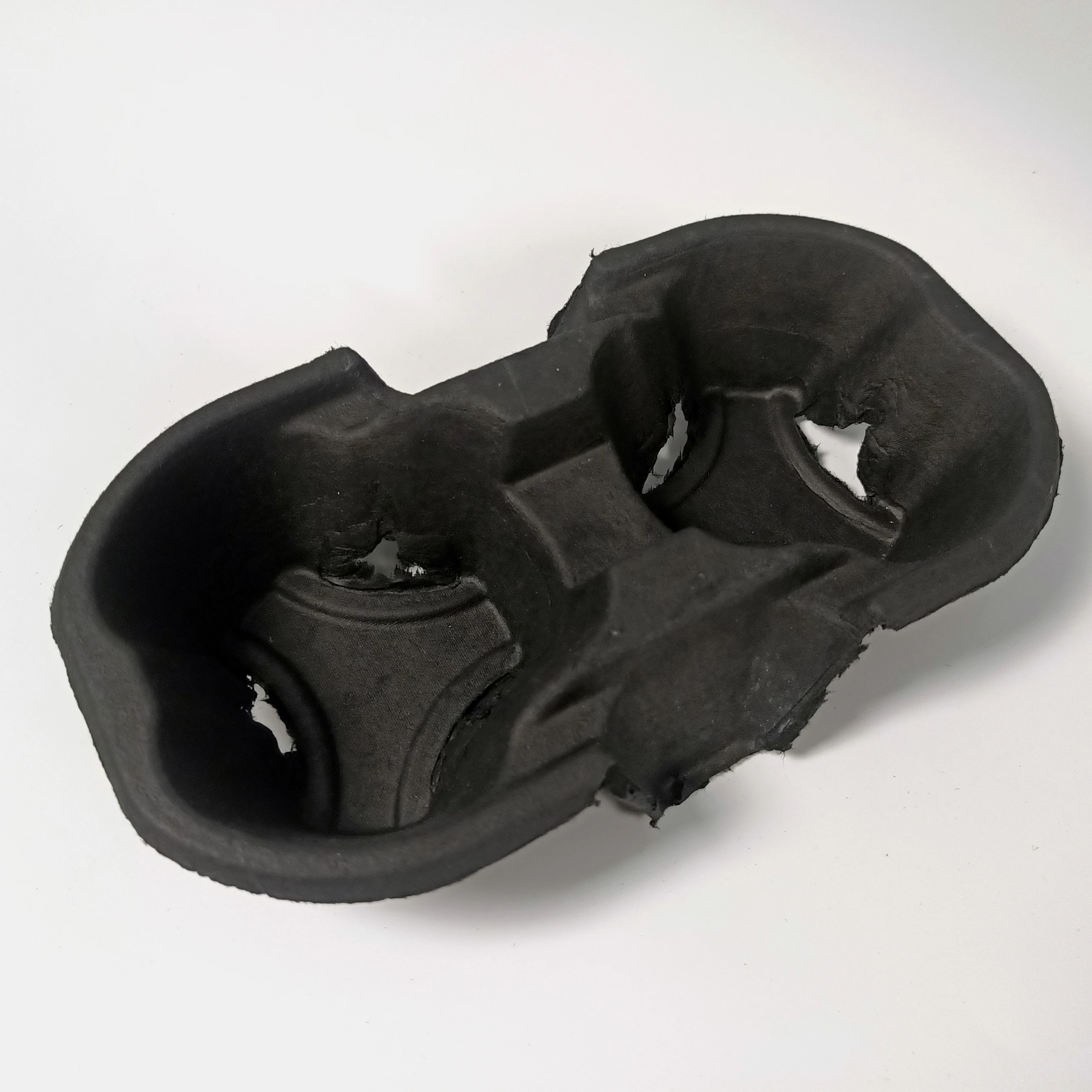 Molded pulp cup holder Biodegradable Molded Paper Pulp Coffee disposable 2 Cup Holder in black