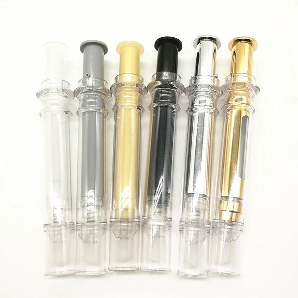 10ml 15ml Cosmetic Syringe Shaped Airless Bottle For Eye Cream Injection Bottle airless syringe tube