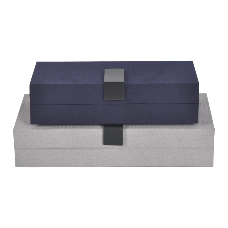 Modern light luxury leather decoration box storage model bedroom study cloakroom jewelry storage box decoration jewelry