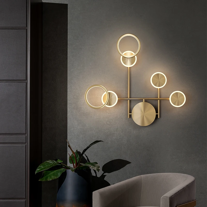 Nordic Luxury Indoor Wall Lamp LED for Bedroom Bedside Background Gold/Black Copper Light Creative Wall Sconce Decoration