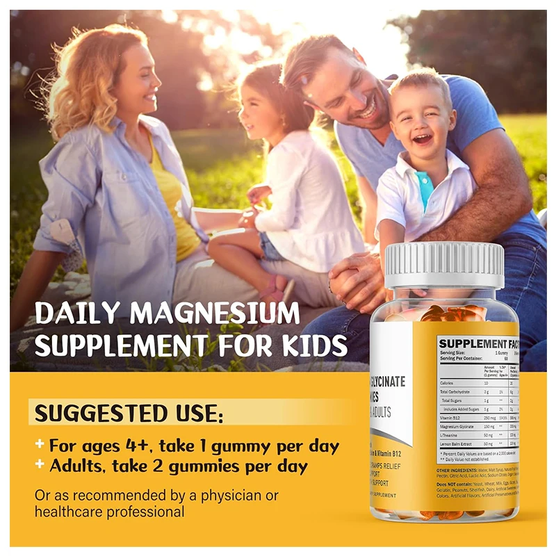 Private Label  Candy Calcium Magnesium 500mg  Sodium Vitamin Gummies Glycinate Calm Gummies Vitamin B12 Candy Manufacturing