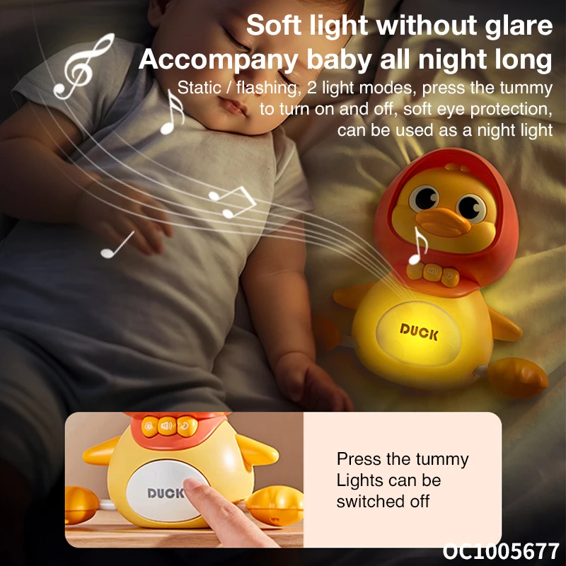Soothing doll early education toy singing and dancing electric small duck climbing toy light up ducks toy for baby