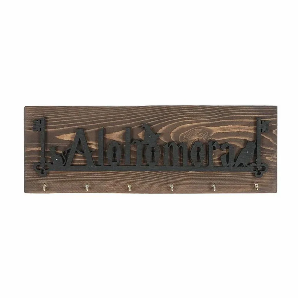 Solid Wood Hallway Wall Art Decor Key Hanger Laser Cut Alohomora Sign Key Holder Key Rack