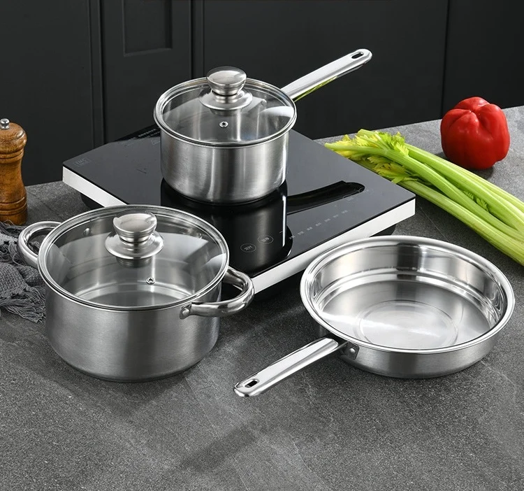 High Quality Stainless Steel Cooking Pot Set Kitchen Pots And Pans Non-stick Cookware Set