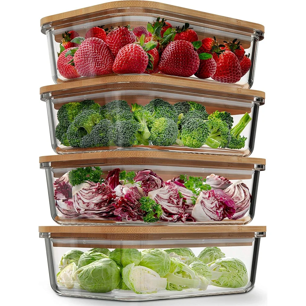 FLYWOD glass food containers storage canister glass food storage container set food storage containers with lids