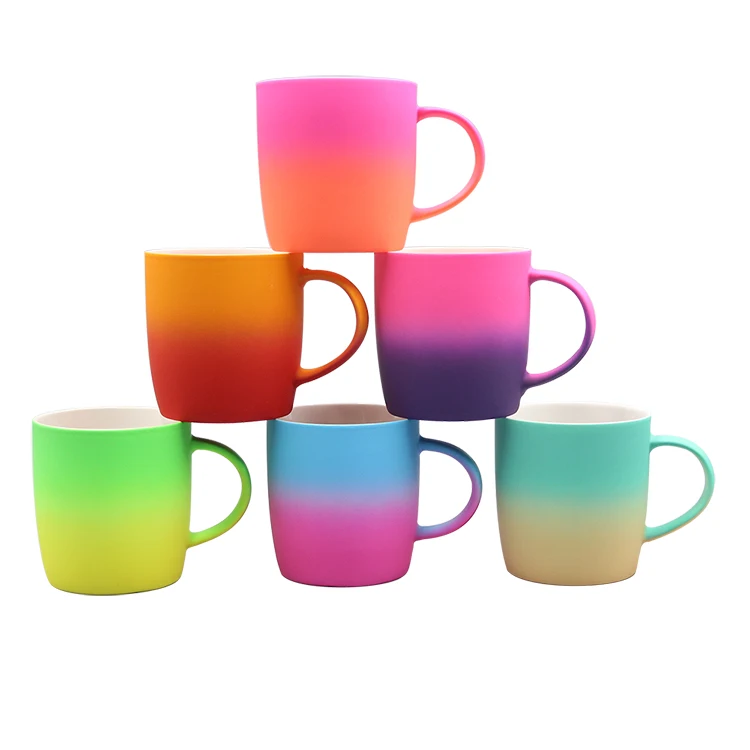 Custom spray gradient color gorgeous ceramic soft touch coating coffee mug