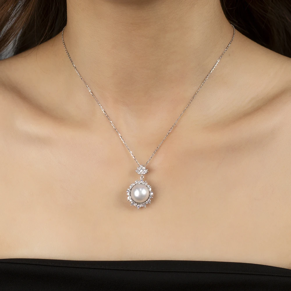 Mishang Australian South Sea Pearl Jewelry 11-12mm natural Pearl Beads Sterling S925 Silver Pendant Necklace