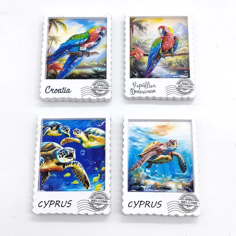 Custom resin beach underwater world ocean park souvenir coral reef turtle fridge magnet