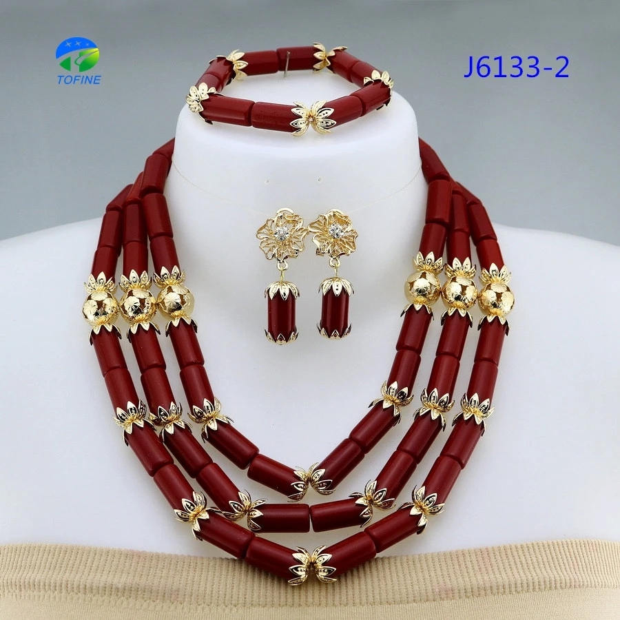 Hot selling nigerian beads jewelry sets african party jewelry sets for ladies party