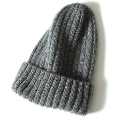 2023 Professional Manufacturer Custom Ski Knitted Hats Autumn Winter Wool Cashmere Rib Beanie