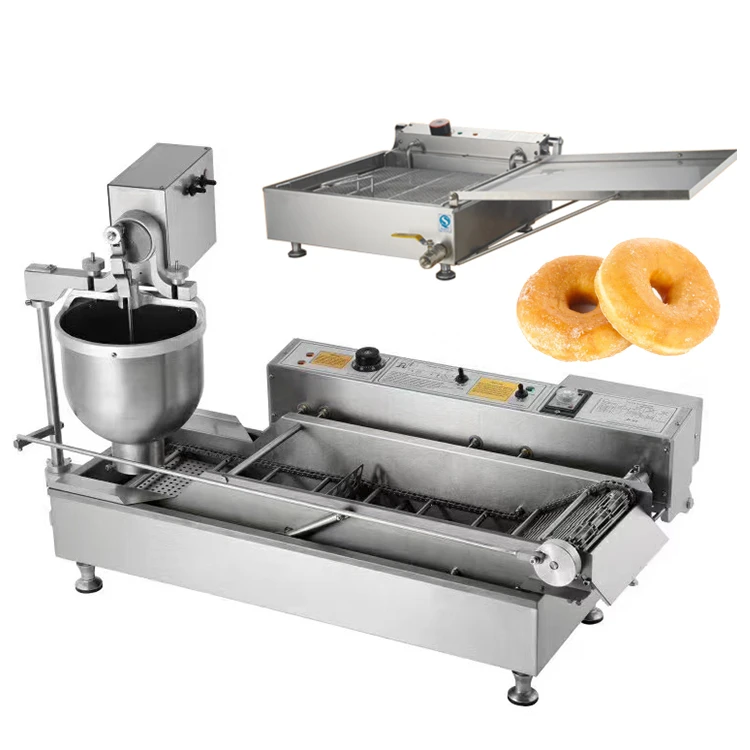 commercial standing donut deep fryer gas electric stainless steel automatic donut frying machine pan screen 23x23 donut machine
