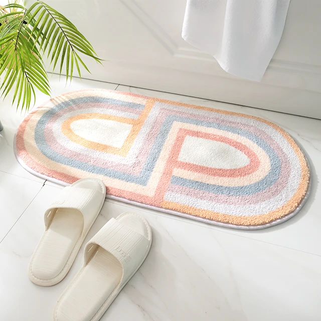DAJIANG Bathroom Mats Rainbow Runway Carpet Skin-friendly Water Absorbent TPR Rubber Non-slip Bottom