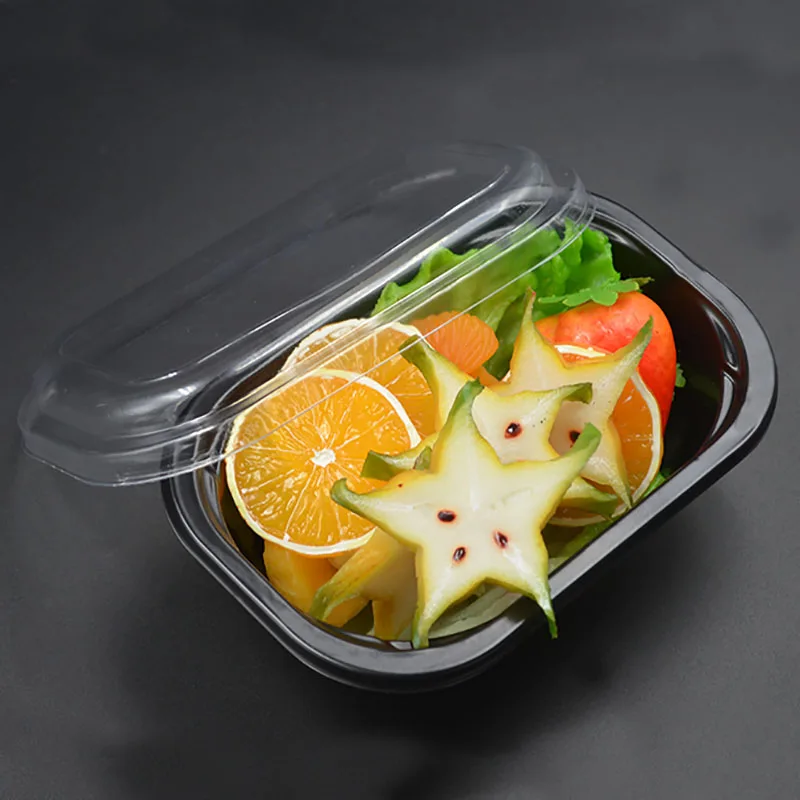 Hot-selling Disposable salad bowl oval in shape Made of food-grade PP material OPS anti-fog lid Disposable lunch box