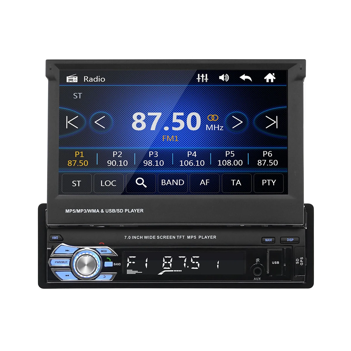 7 inch RetractableTouch Screen Carplay radio 1 din car audio stereo car mp5 dvd player Mp5 Single Din Touch Screen Car Radio